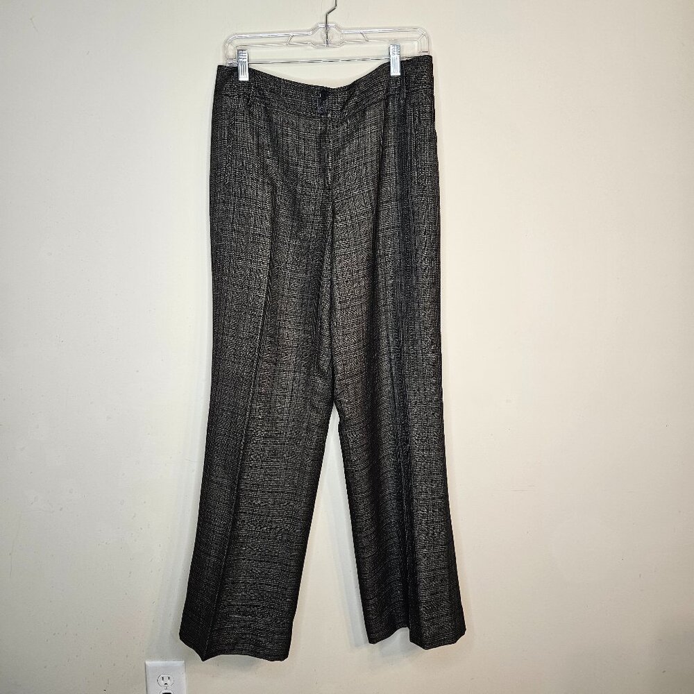 NWT Women's Talbots Collection Wool‎ Blend Pants Black and Gold Metallic Size 12